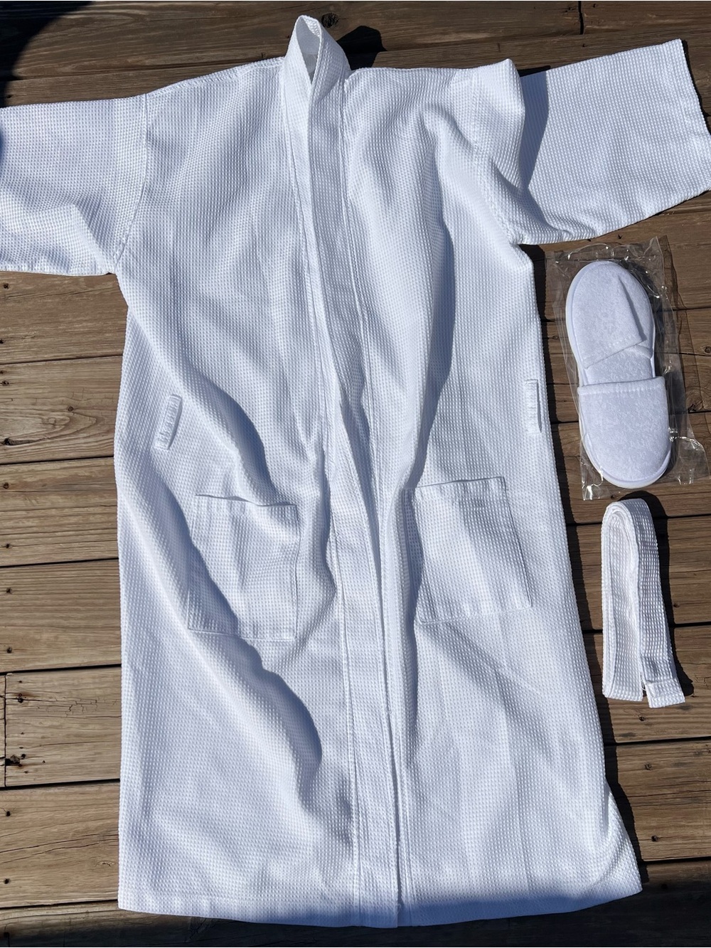 Luxary Resort Waffle Weave Spa Cotton White L/XL Luxury Hotel Bathrobe Slippers